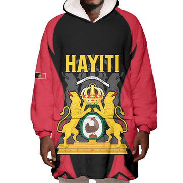 Personalised First Empire Of Haiti Wearable Blanket Hoodie Coat Of Arms Sporty Style LT15