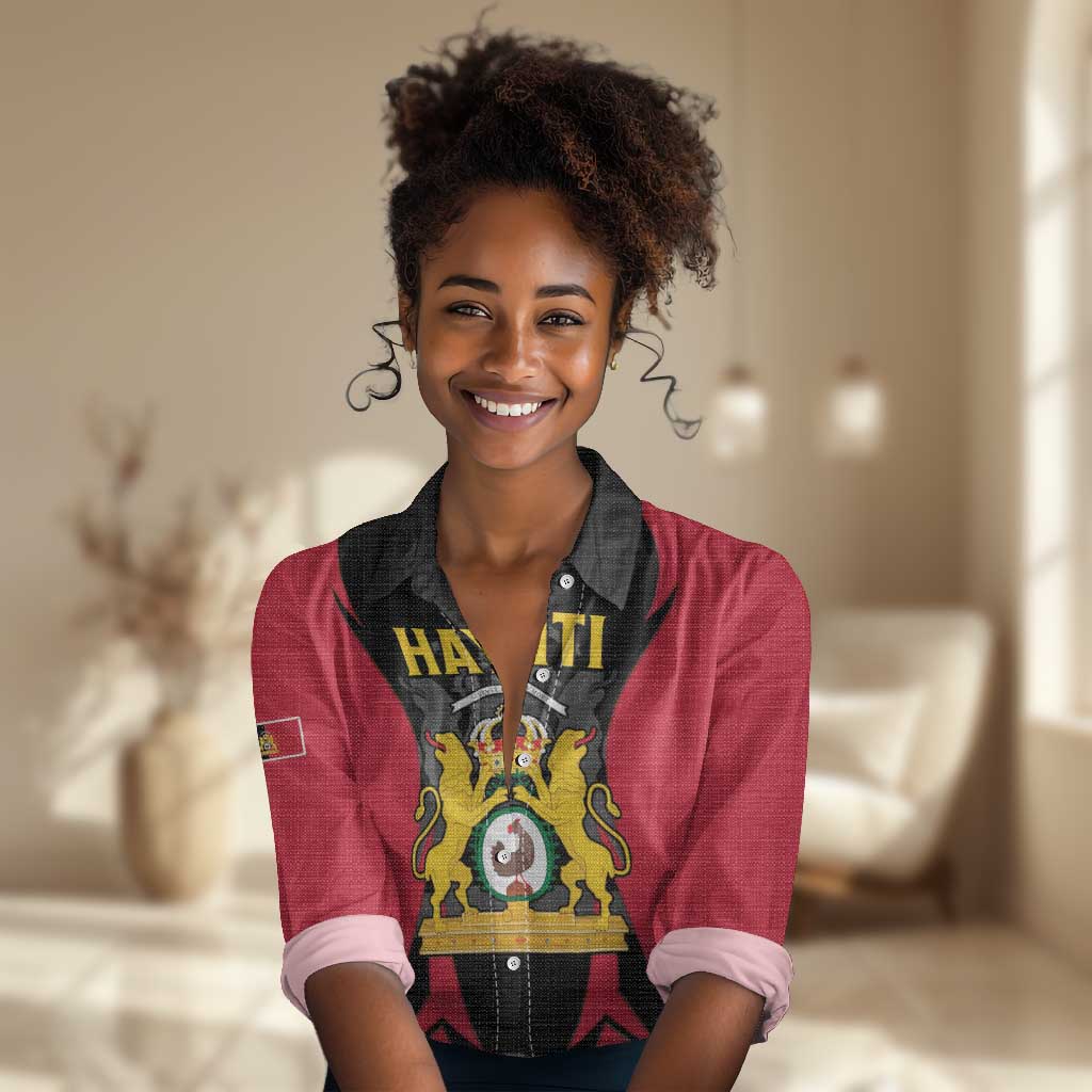 Personalised First Empire Of Haiti Women Casual Shirt Coat Of Arms Sporty Style LT15