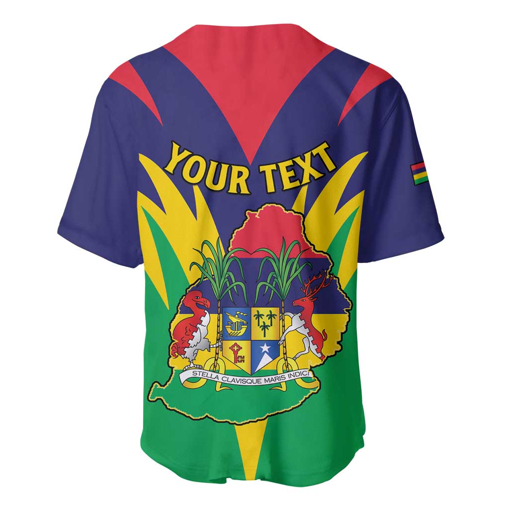 Personalised Republique de Maurice Baseball Jersey Coat Of Arms Flag Style LT15