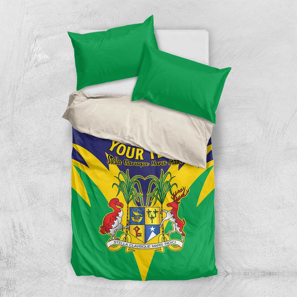 Personalised Republique de Maurice Bedding Set Coat Of Arms Flag Style LT15