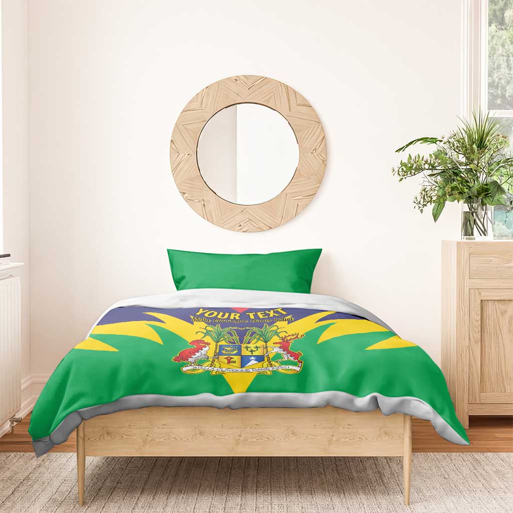 Personalised Republique de Maurice Bedding Set Coat Of Arms Flag Style LT15