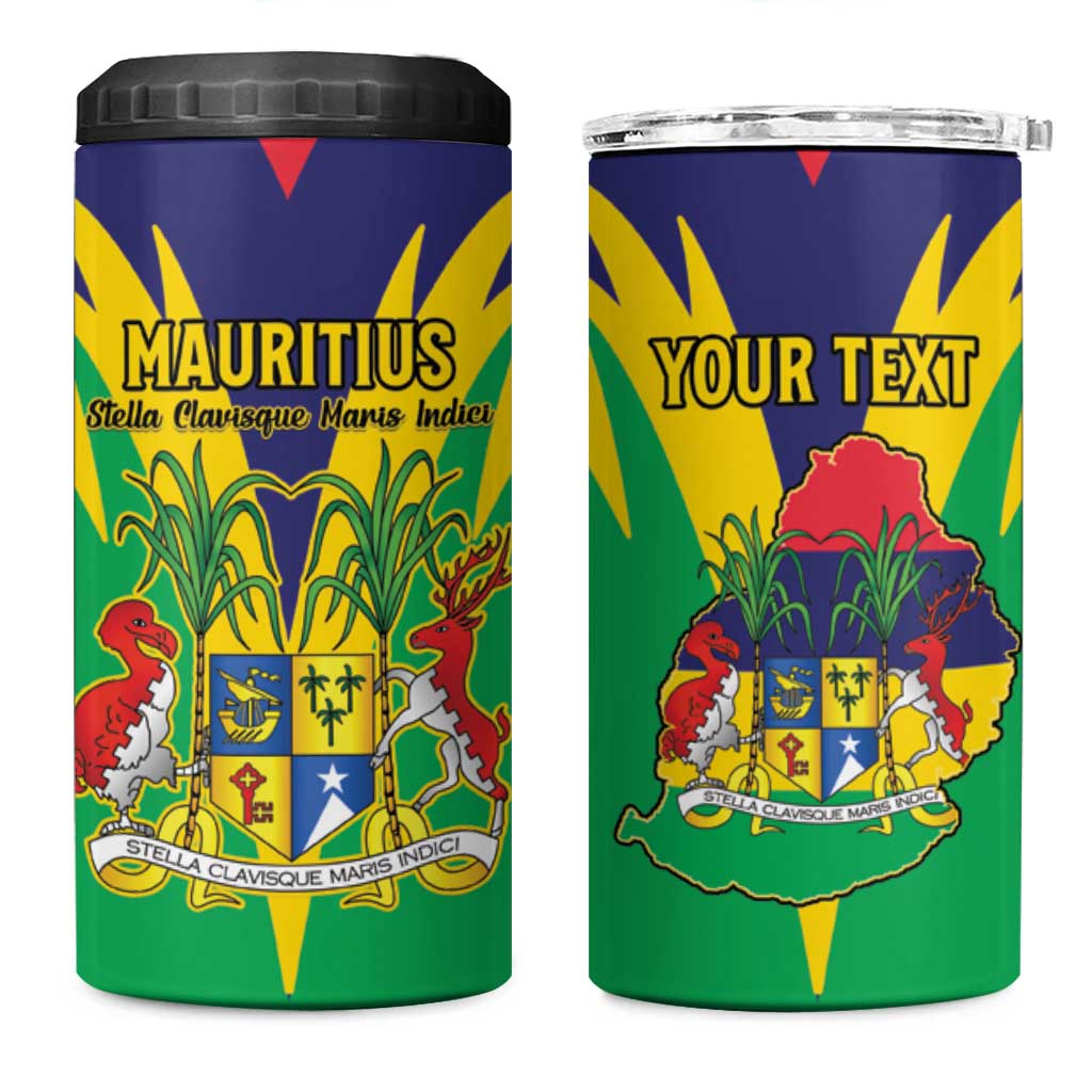Personalised Republique de Maurice 4 in 1 Can Cooler Tumbler Coat Of Arms Flag Style LT15