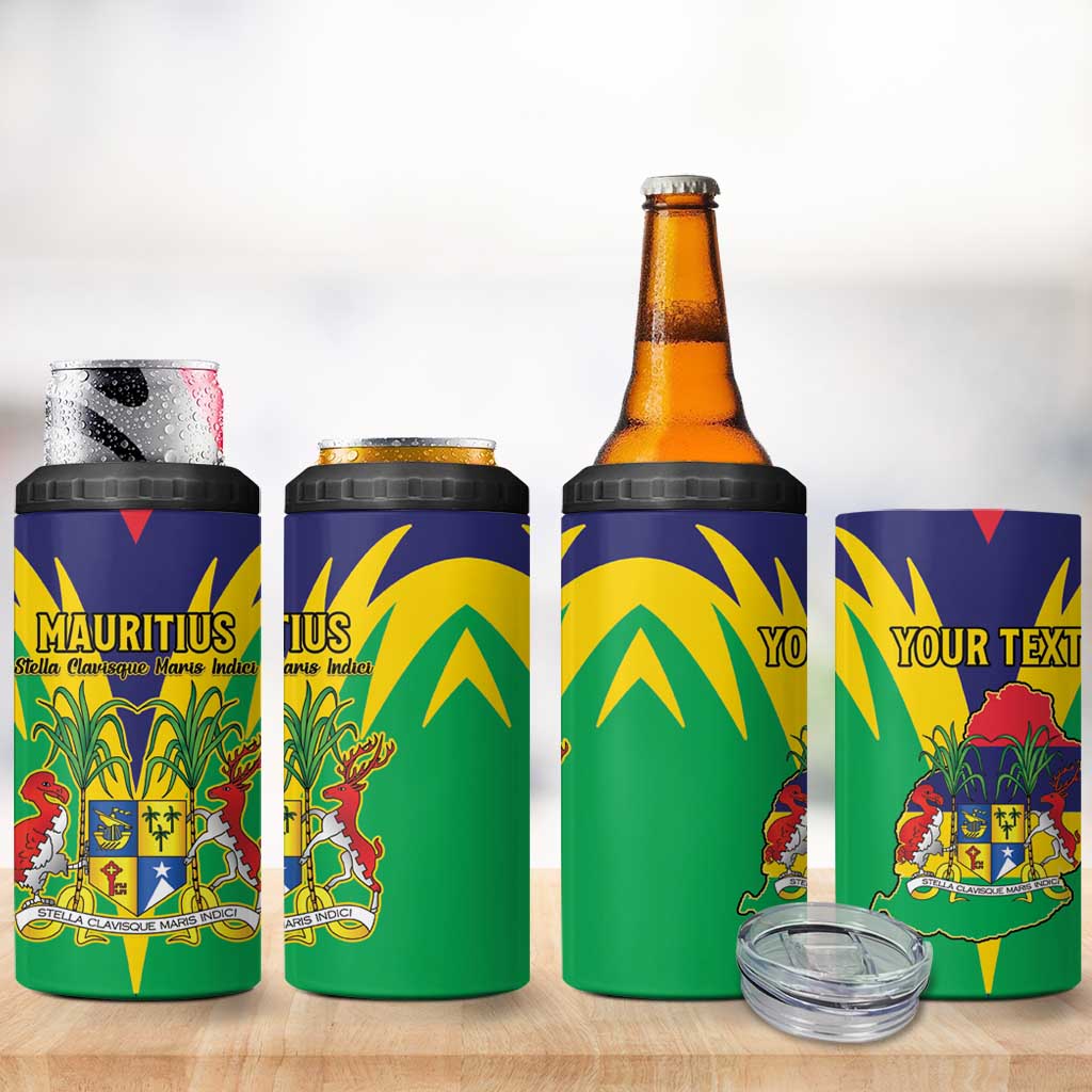 Personalised Republique de Maurice 4 in 1 Can Cooler Tumbler Coat Of Arms Flag Style LT15