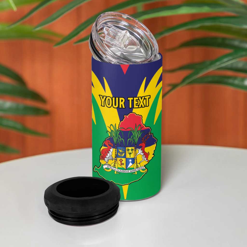 Personalised Republique de Maurice 4 in 1 Can Cooler Tumbler Coat Of Arms Flag Style LT15