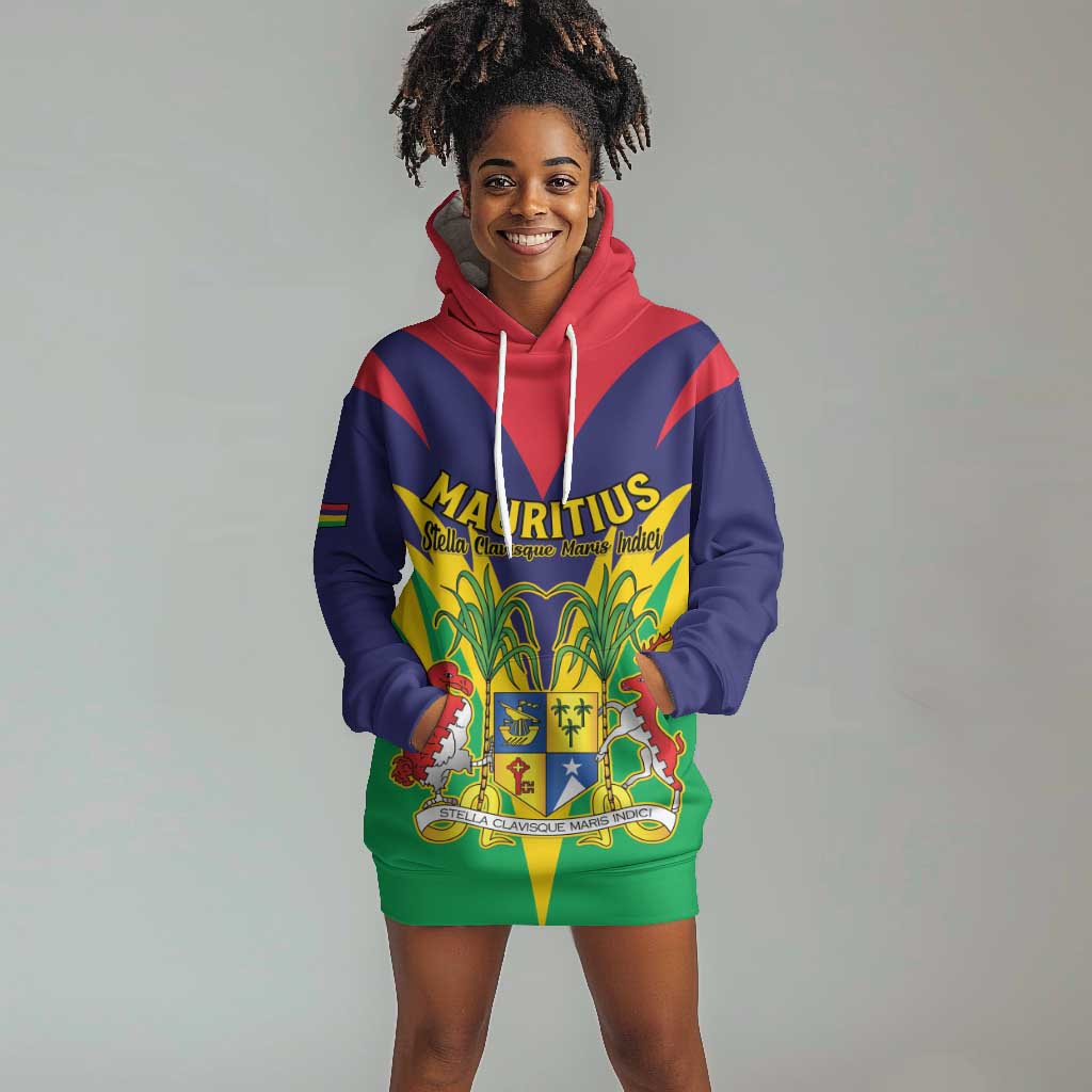 Personalised Republique de Maurice Hoodie Dress Coat Of Arms Flag Style LT15