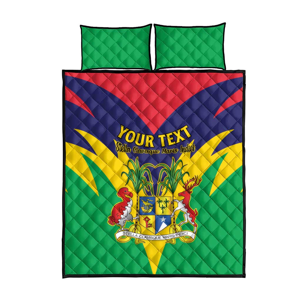 Personalised Republique de Maurice Quilt Bed Set Coat Of Arms Flag Style LT15