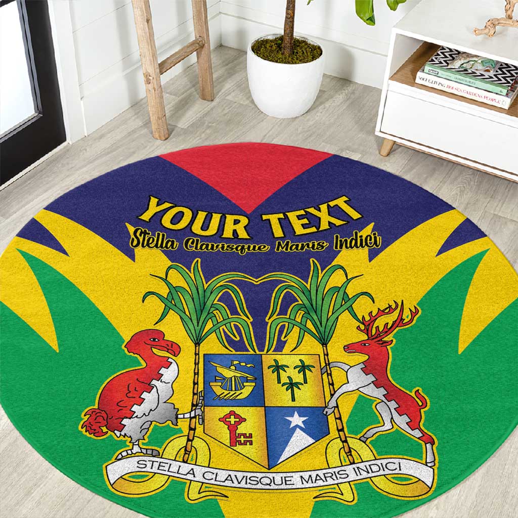 Personalised Republique de Maurice Round Carpet Coat Of Arms Flag Style LT15