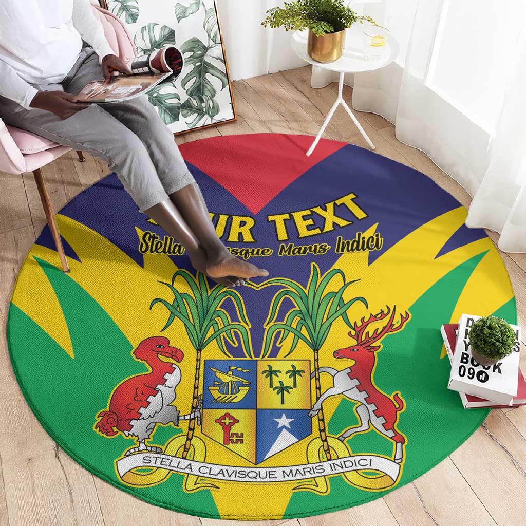 Personalised Republique de Maurice Round Carpet Coat Of Arms Flag Style LT15