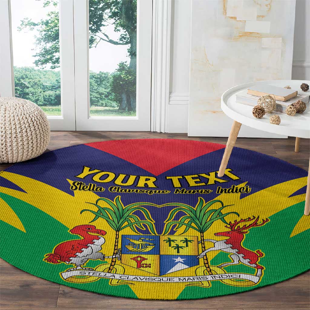 Personalised Republique de Maurice Round Carpet Coat Of Arms Flag Style LT15