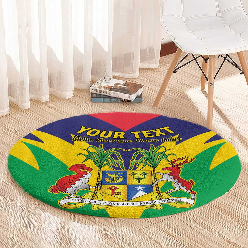 Personalised Republique de Maurice Round Carpet Coat Of Arms Flag Style LT15