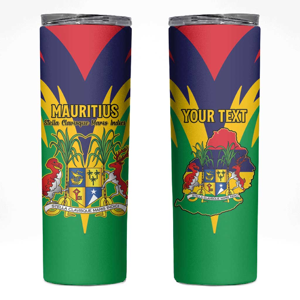 Personalised Republique de Maurice Skinny Tumbler Coat Of Arms Flag Style LT15