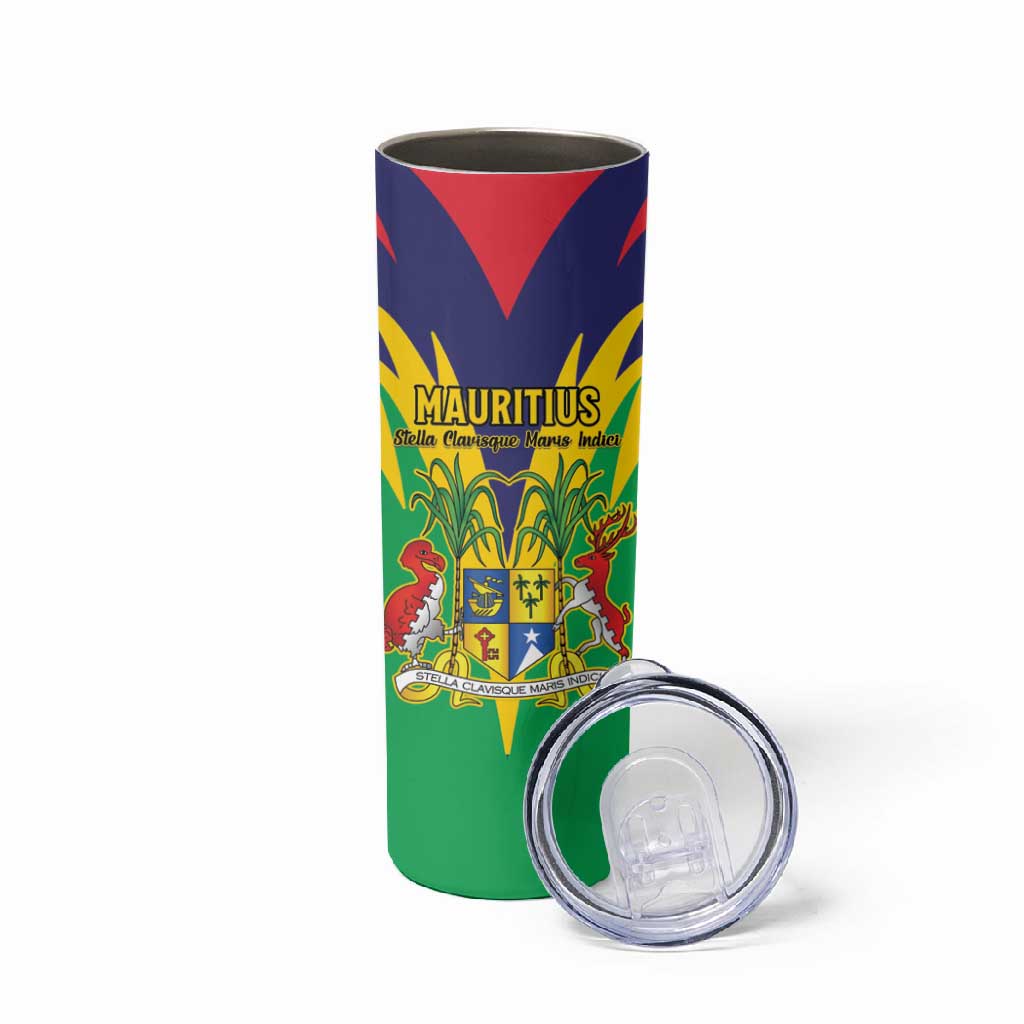 Personalised Republique de Maurice Skinny Tumbler Coat Of Arms Flag Style LT15