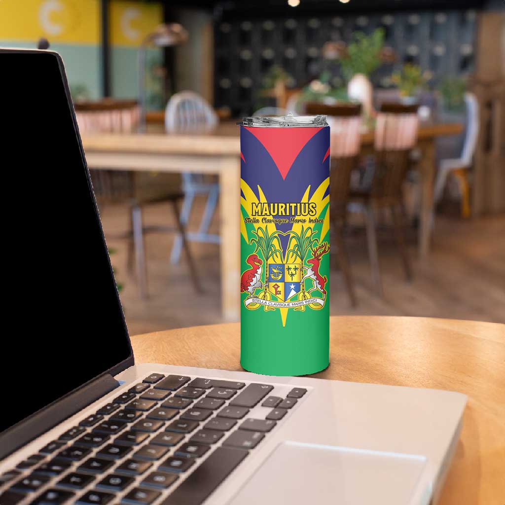 Personalised Republique de Maurice Skinny Tumbler Coat Of Arms Flag Style LT15