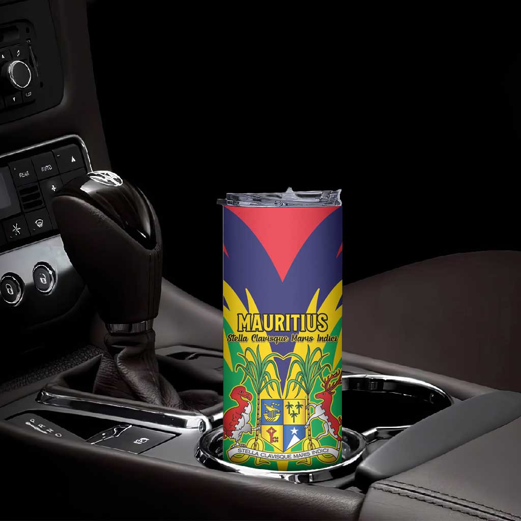 Personalised Republique de Maurice Skinny Tumbler Coat Of Arms Flag Style LT15