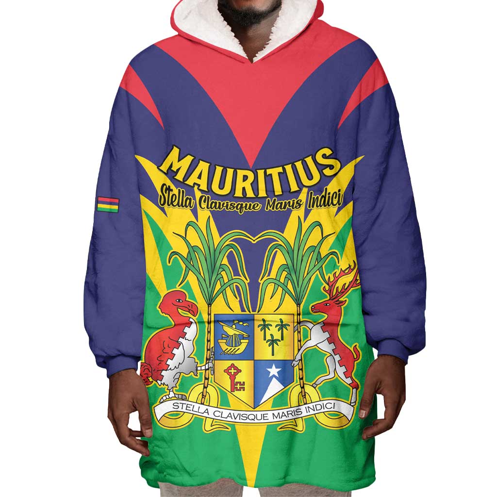 Personalised Republique de Maurice Wearable Blanket Hoodie Coat Of Arms Flag Style LT15