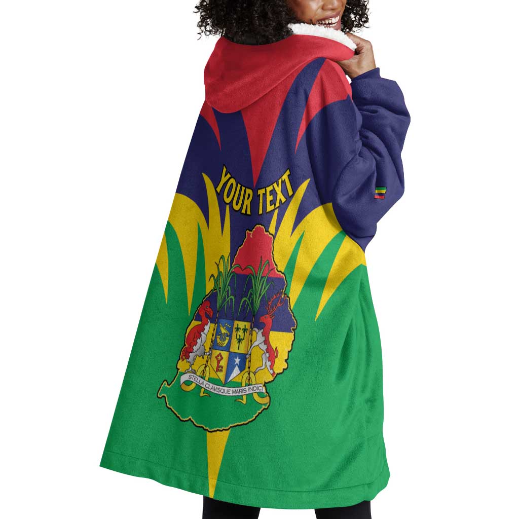 Personalised Republique de Maurice Wearable Blanket Hoodie Coat Of Arms Flag Style LT15