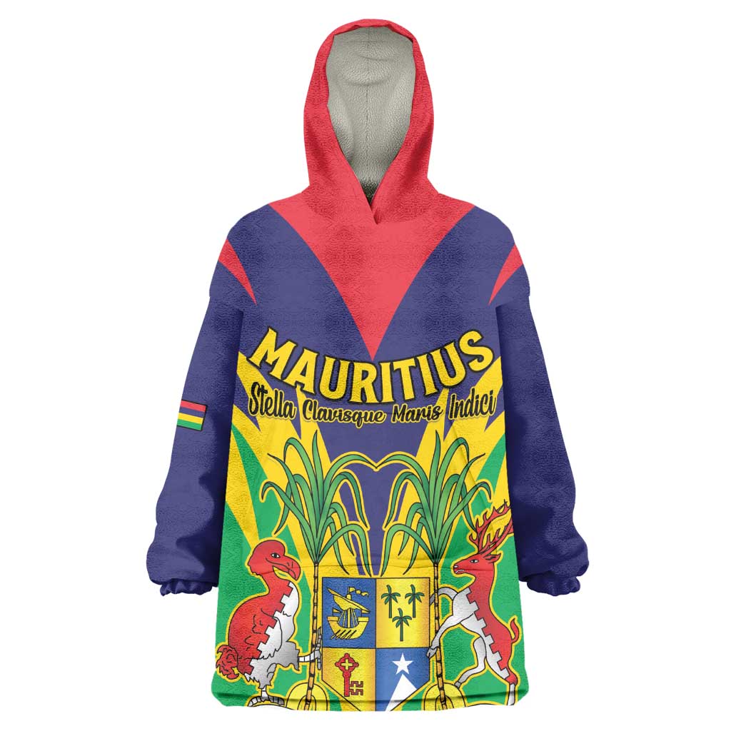Personalised Republique de Maurice Wearable Blanket Hoodie Coat Of Arms Flag Style LT15