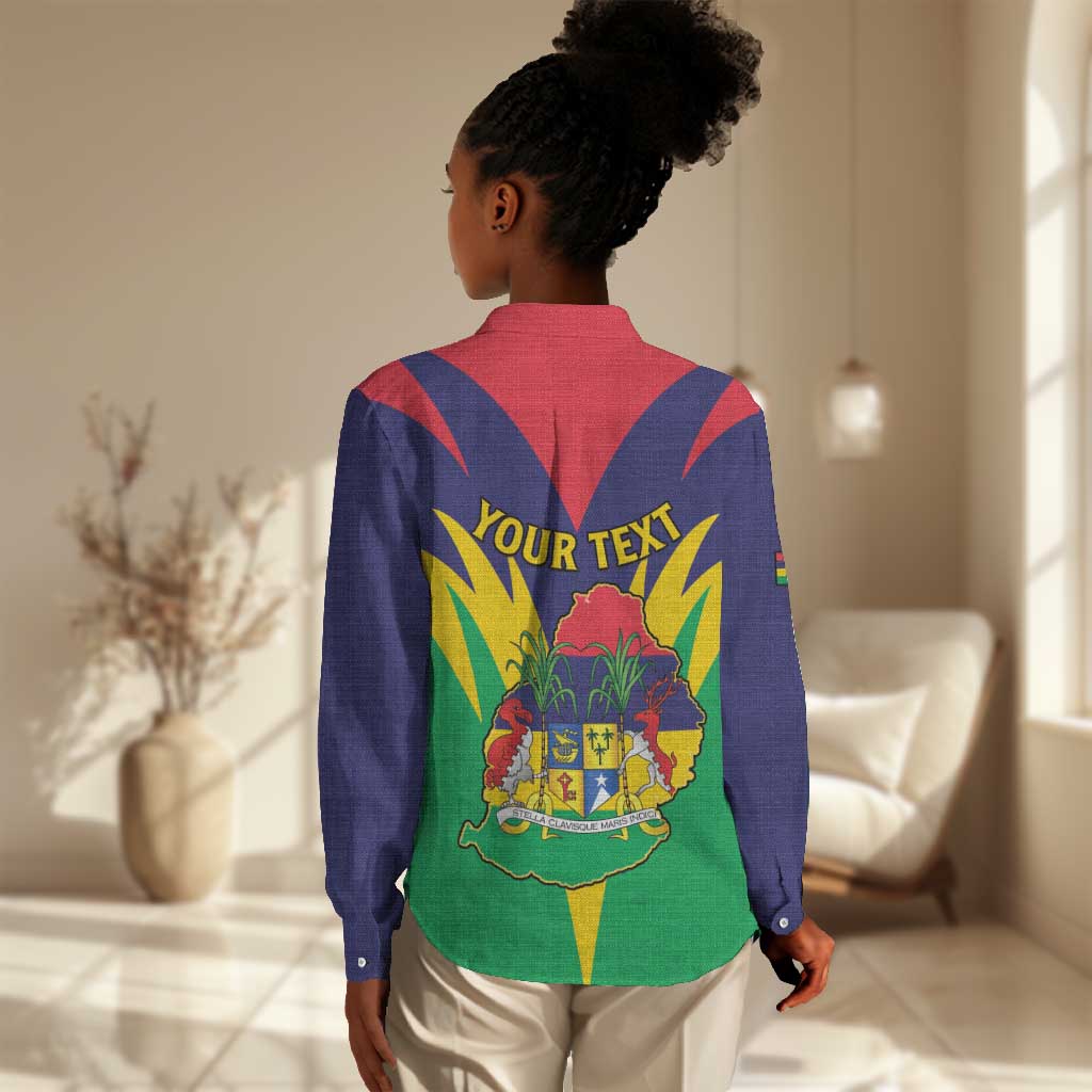 Personalised Republique de Maurice Women Casual Shirt Coat Of Arms Flag Style LT15