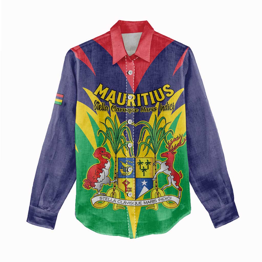 Personalised Republique de Maurice Women Casual Shirt Coat Of Arms Flag Style LT15