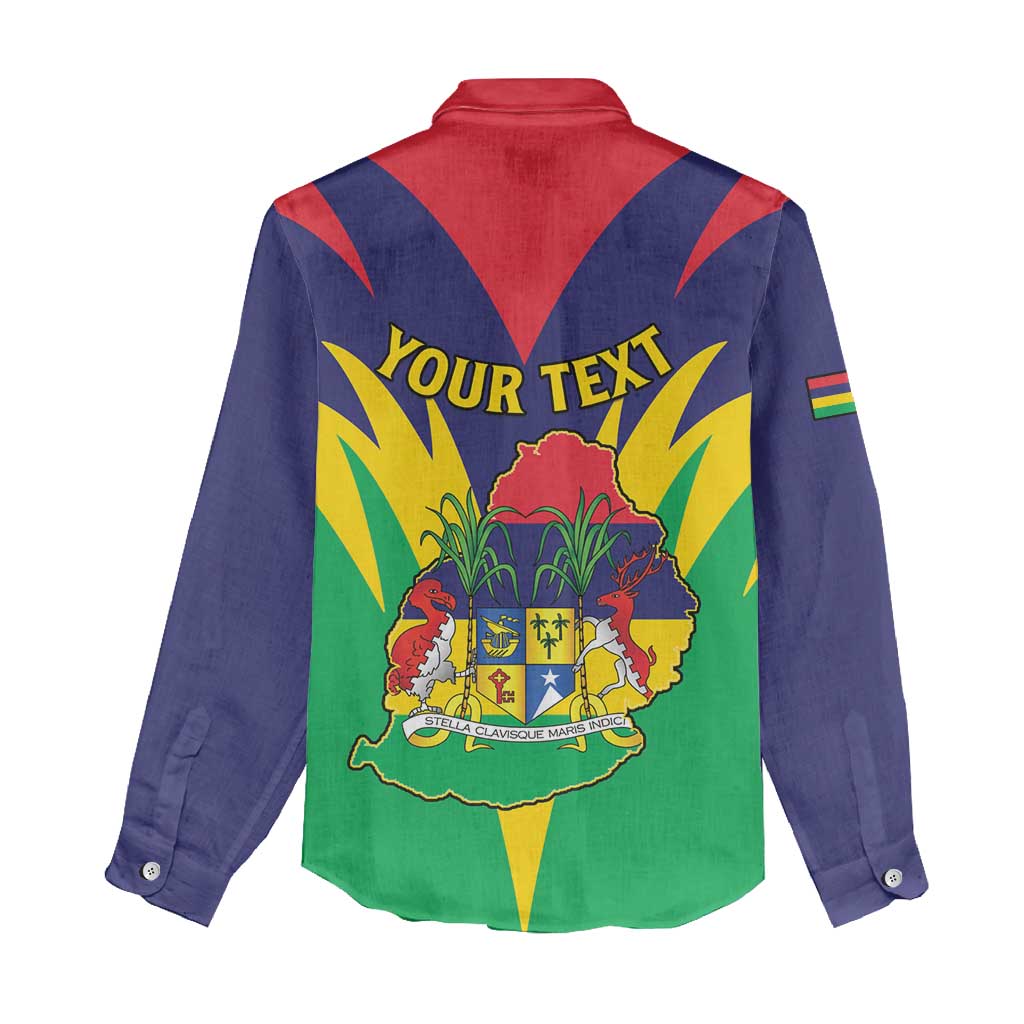 Personalised Republique de Maurice Women Casual Shirt Coat Of Arms Flag Style LT15