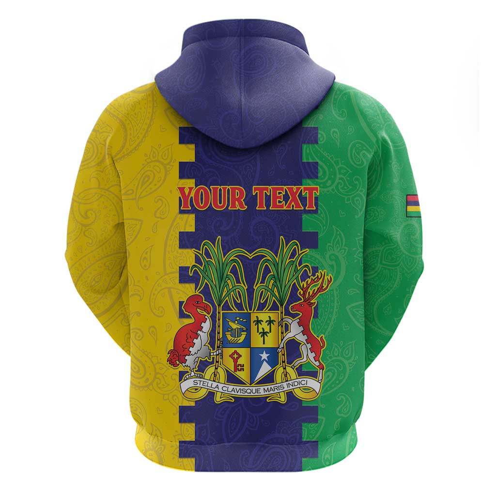 Personalised Mauritius Hoodie Coat Of Arms Mix Paisley Pattern LT15