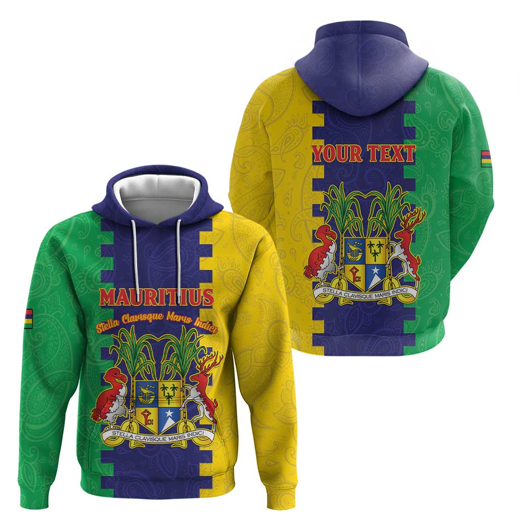 Personalised Mauritius Hoodie Coat Of Arms Mix Paisley Pattern LT15