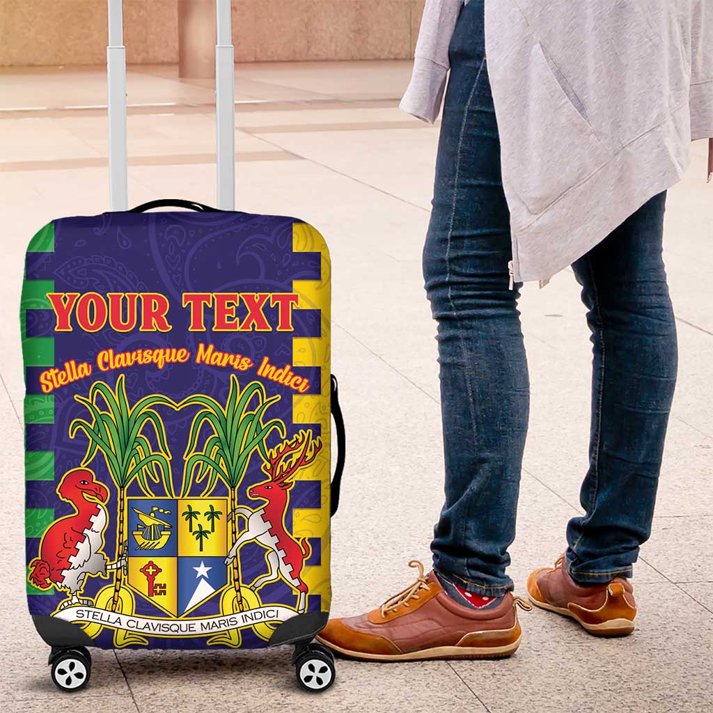 Personalised Mauritius Luggage Cover Coat Of Arms Mix Paisley Pattern LT15