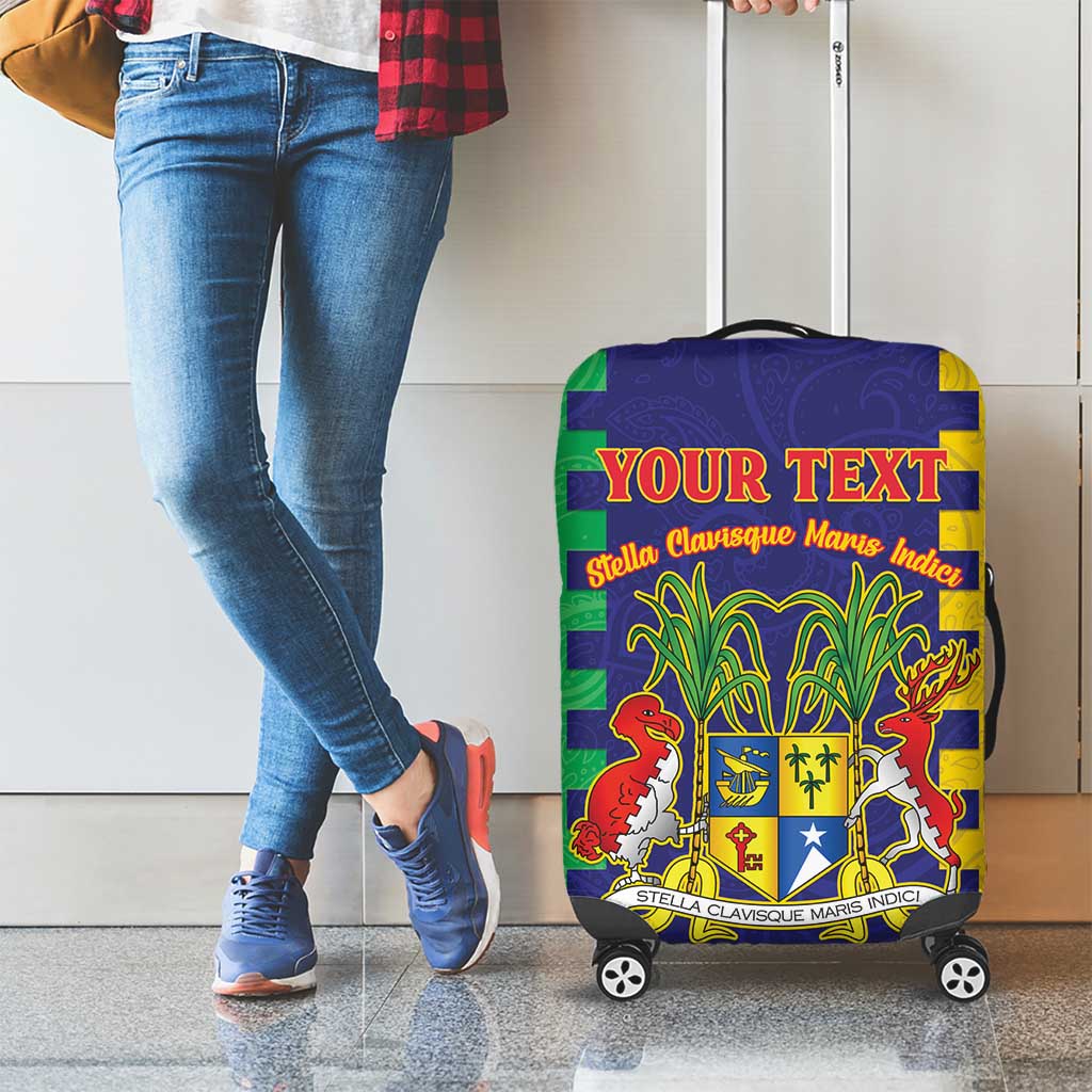 Personalised Mauritius Luggage Cover Coat Of Arms Mix Paisley Pattern LT15