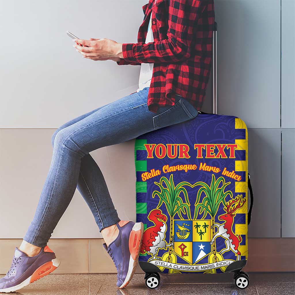 Personalised Mauritius Luggage Cover Coat Of Arms Mix Paisley Pattern LT15