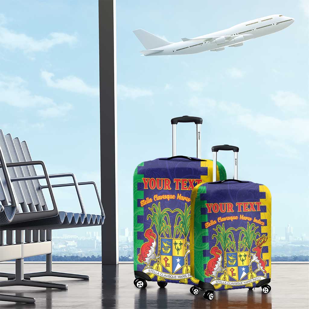 Personalised Mauritius Luggage Cover Coat Of Arms Mix Paisley Pattern LT15