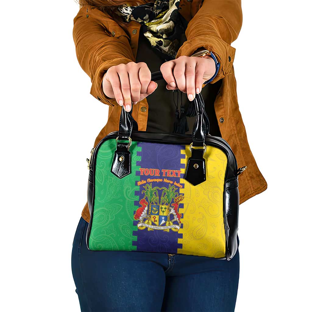 Personalised Mauritius Shoulder Handbag Coat Of Arms Mix Paisley Pattern LT15
