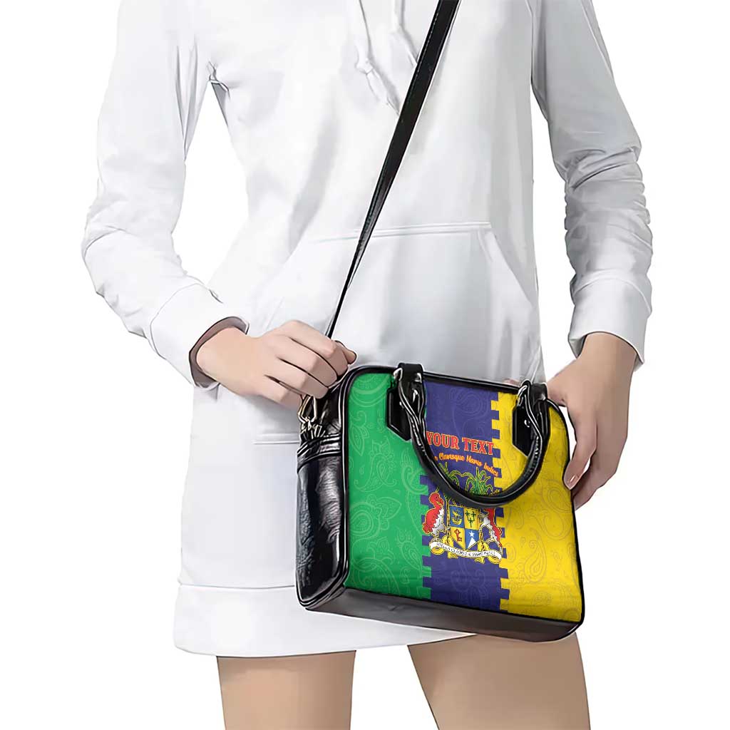 Personalised Mauritius Shoulder Handbag Coat Of Arms Mix Paisley Pattern LT15
