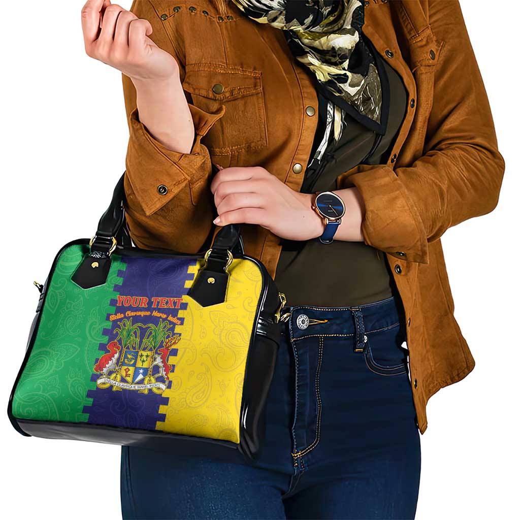 Personalised Mauritius Shoulder Handbag Coat Of Arms Mix Paisley Pattern LT15