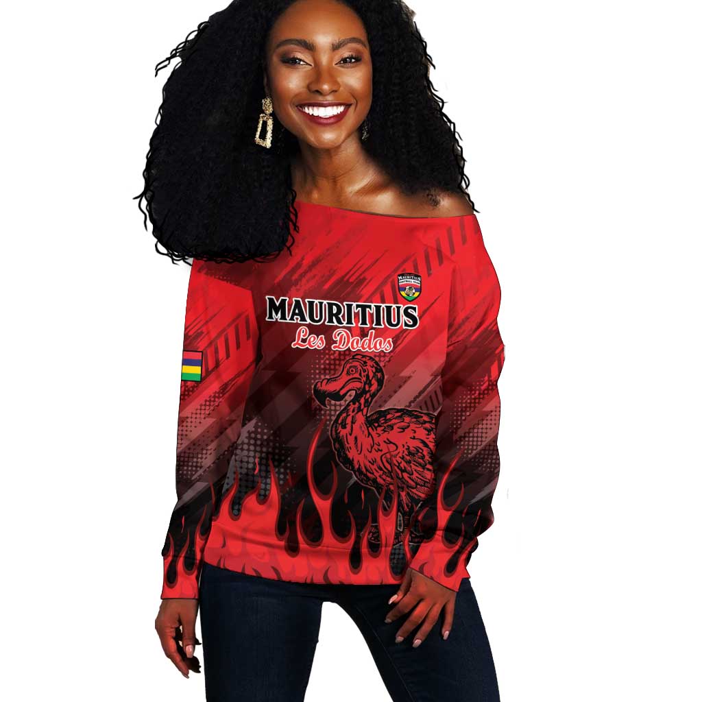 Personalised Mauritius Football Off Shoulder Sweater Go Les Dodos Go LT15