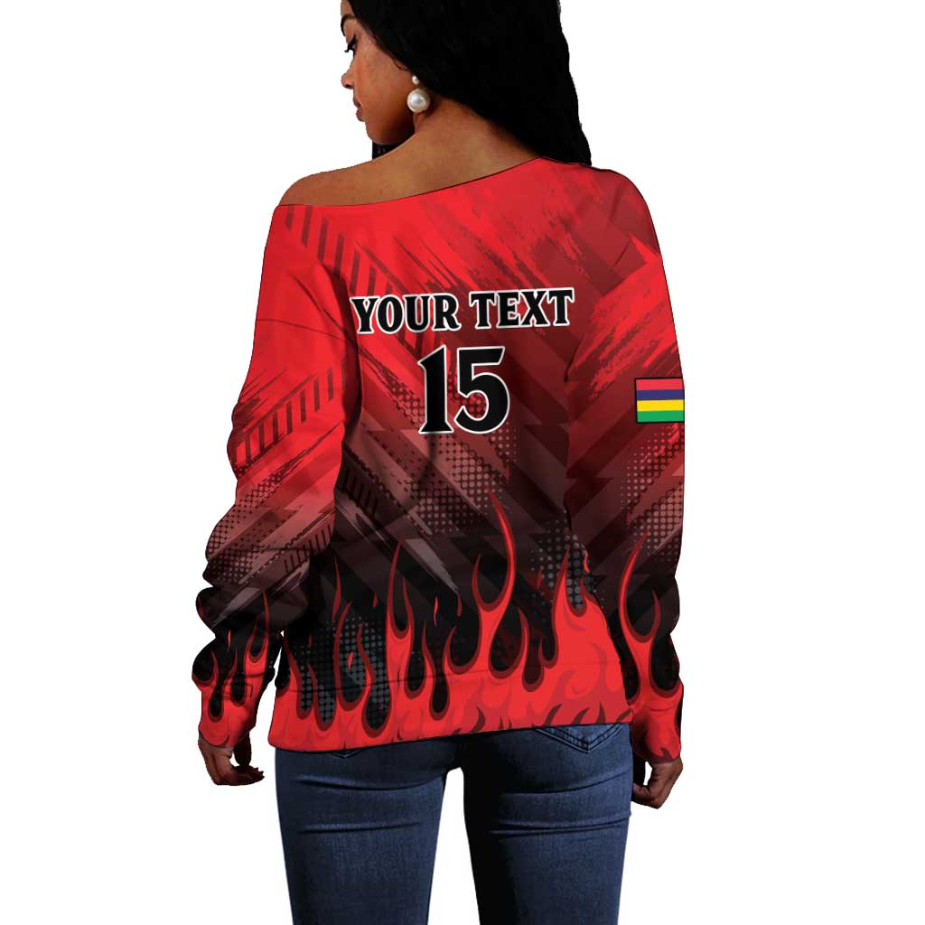 Personalised Mauritius Football Off Shoulder Sweater Go Les Dodos Go LT15