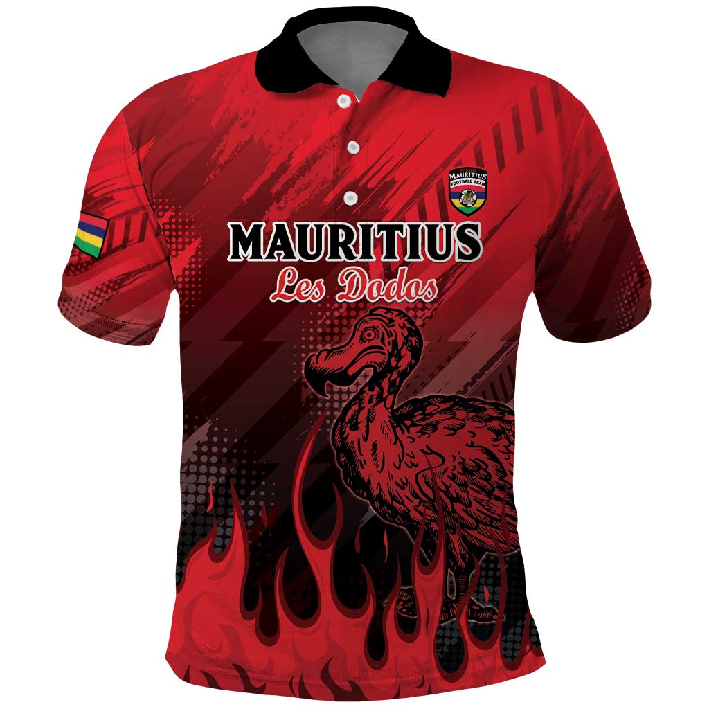 Personalised Mauritius Football Polo Shirt Allez Les Dodos Grunge Style LT15