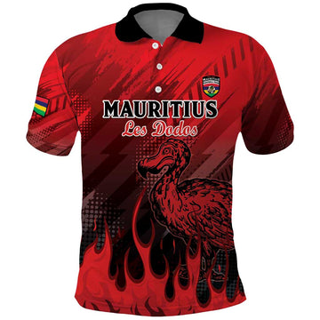 Personalised Mauritius Football Polo Shirt Allez Les Dodos Grunge Style LT15