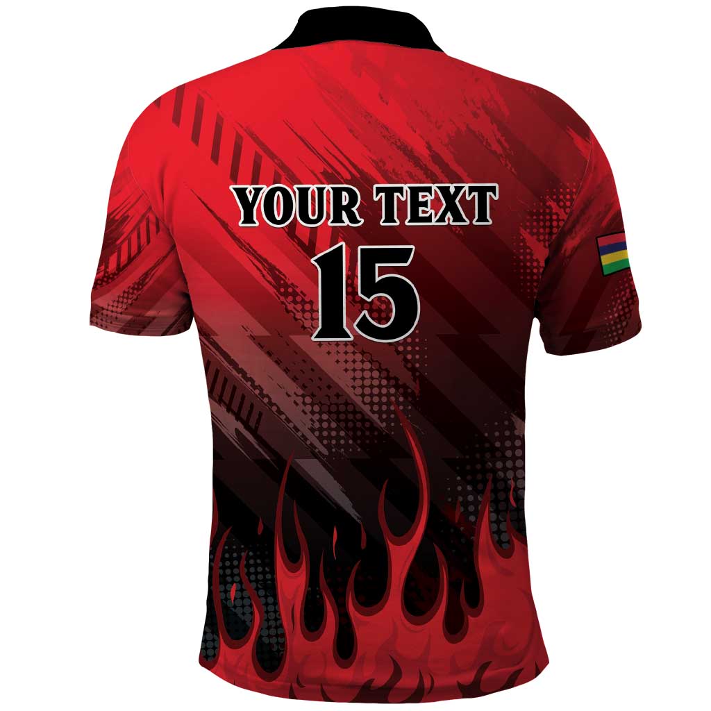 Personalised Mauritius Football Polo Shirt Allez Les Dodos Grunge Style LT15