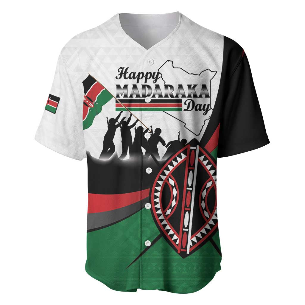 Personalised Kenya Baseball Jersey Madaraka Day - Maasai Shield LT15