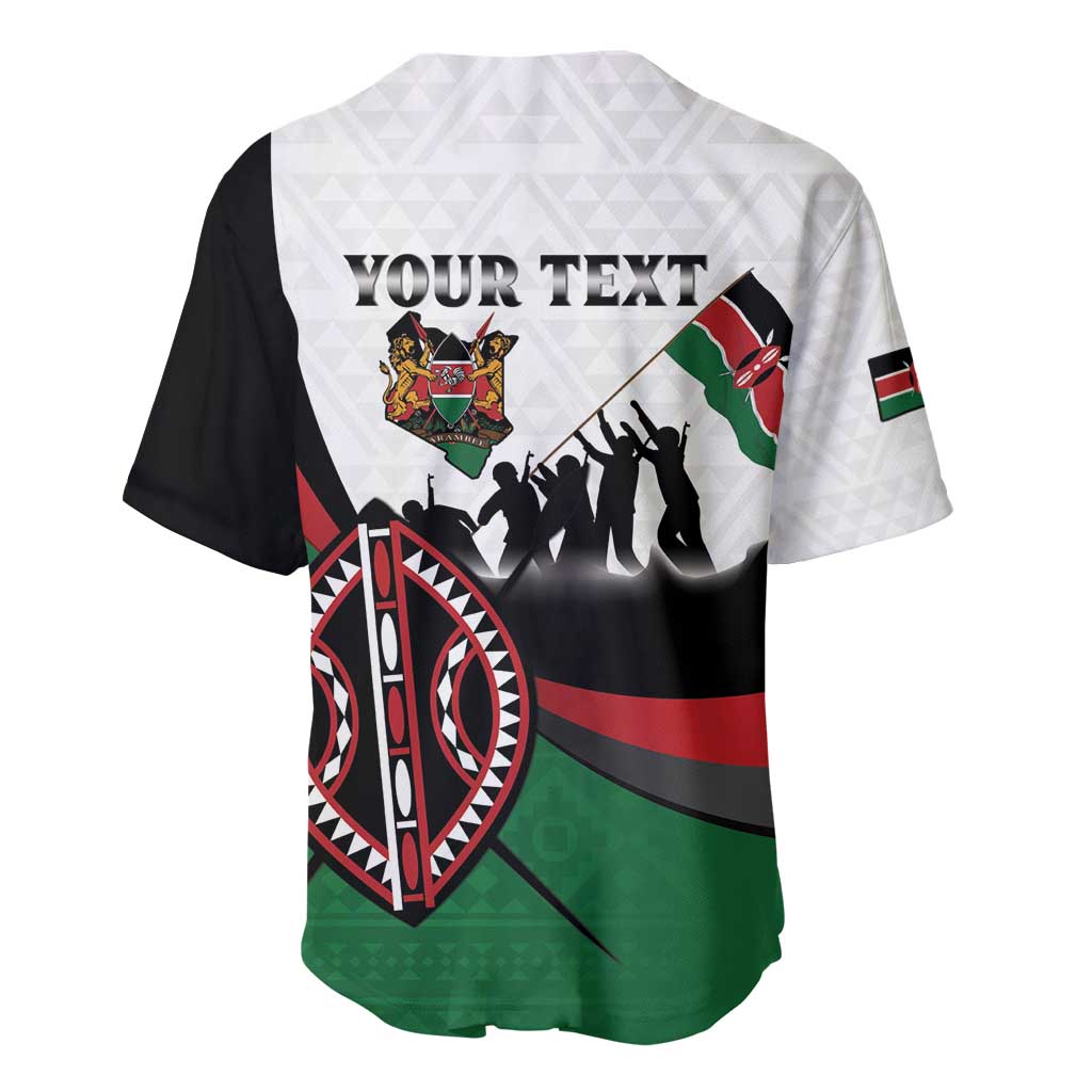 Personalised Kenya Baseball Jersey Madaraka Day - Maasai Shield LT15