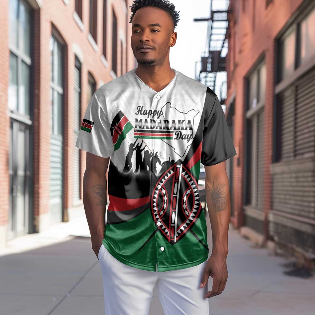Personalised Kenya Baseball Jersey Madaraka Day - Maasai Shield LT15