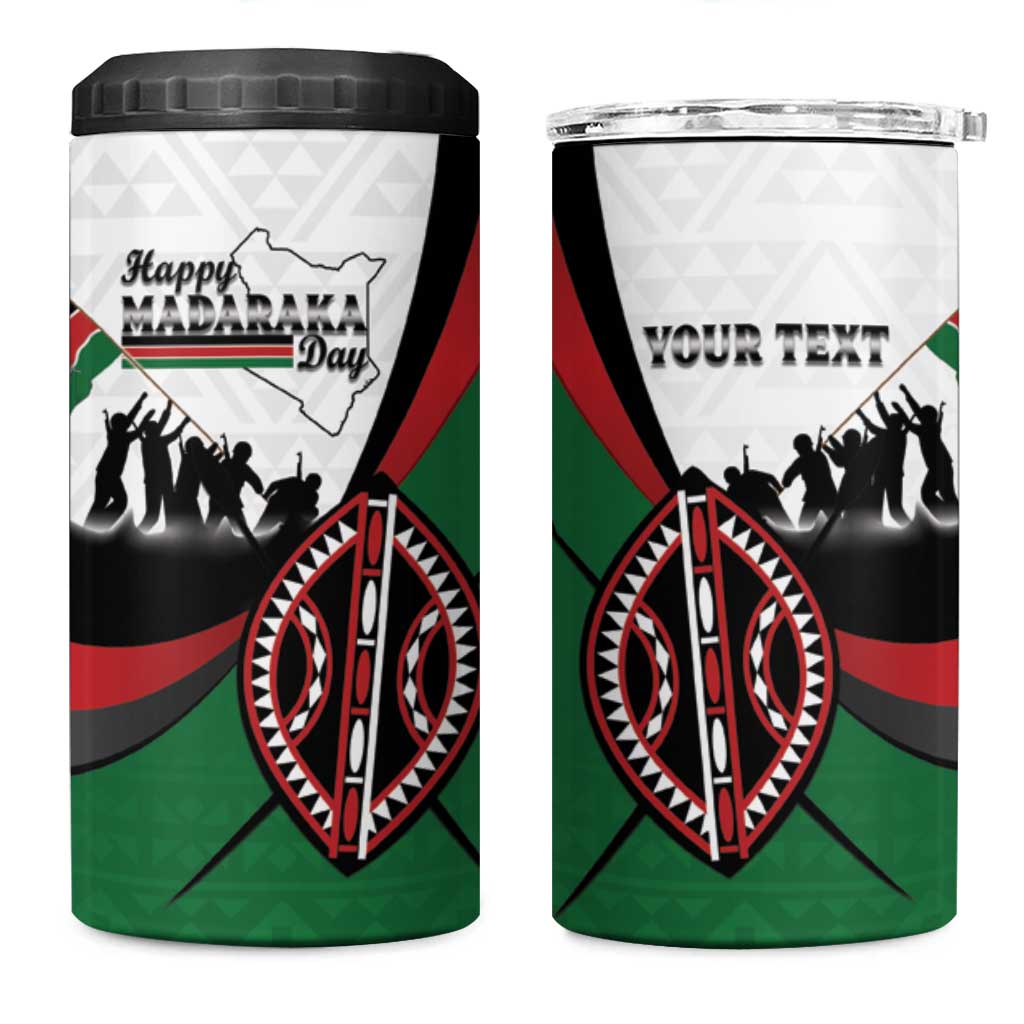 Personalised Kenya 4 in 1 Can Cooler Tumbler Madaraka Day - Maasai Shield LT15