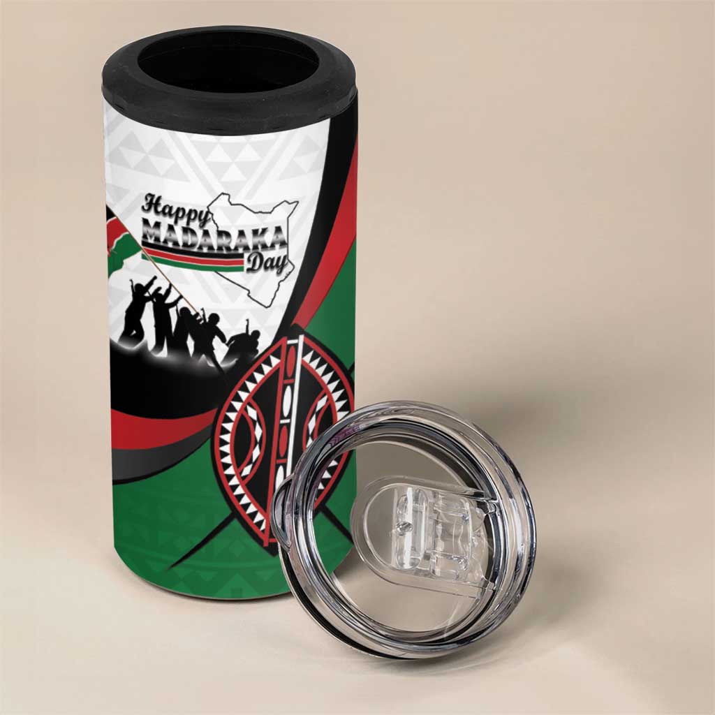 Personalised Kenya 4 in 1 Can Cooler Tumbler Madaraka Day - Maasai Shield LT15