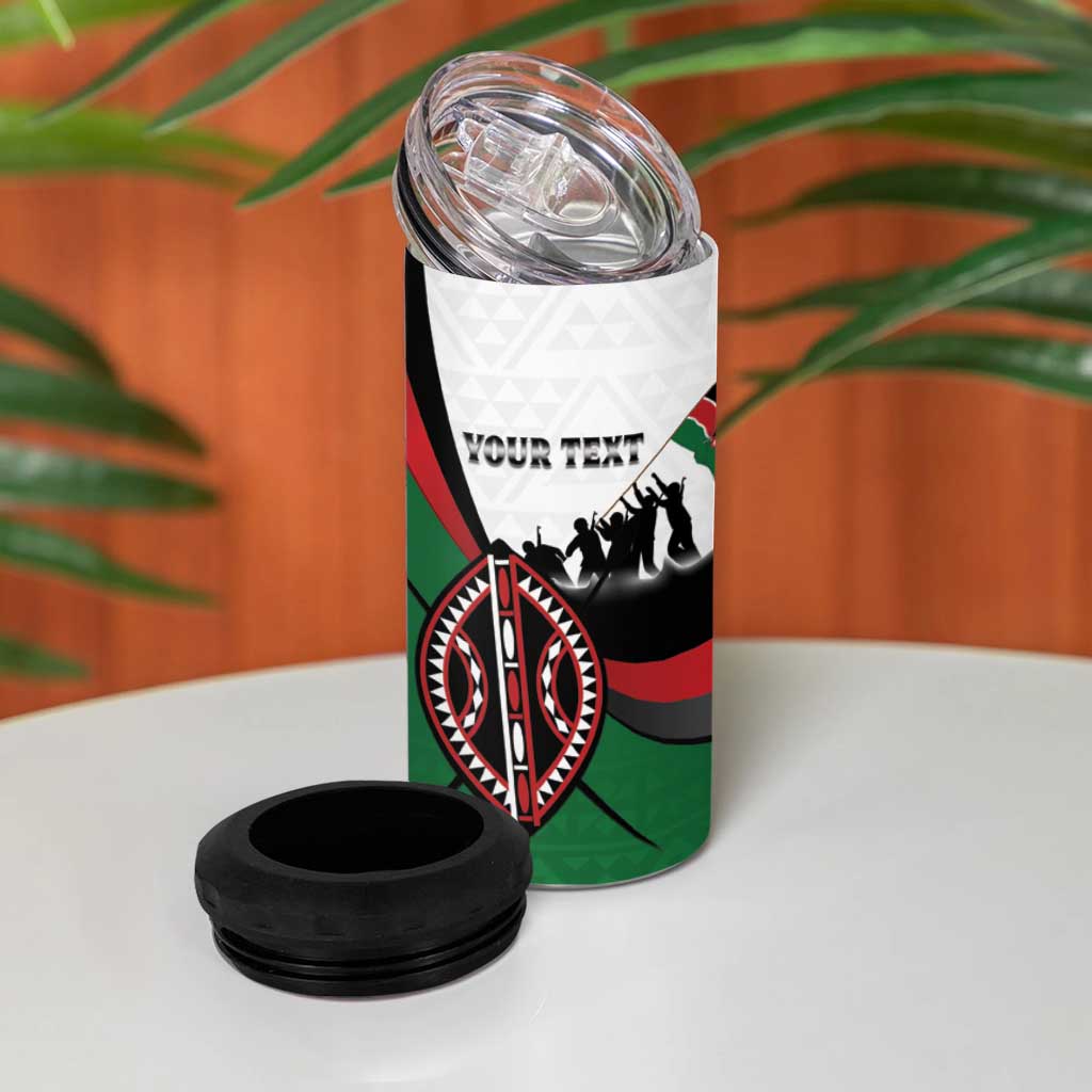 Personalised Kenya 4 in 1 Can Cooler Tumbler Madaraka Day - Maasai Shield LT15