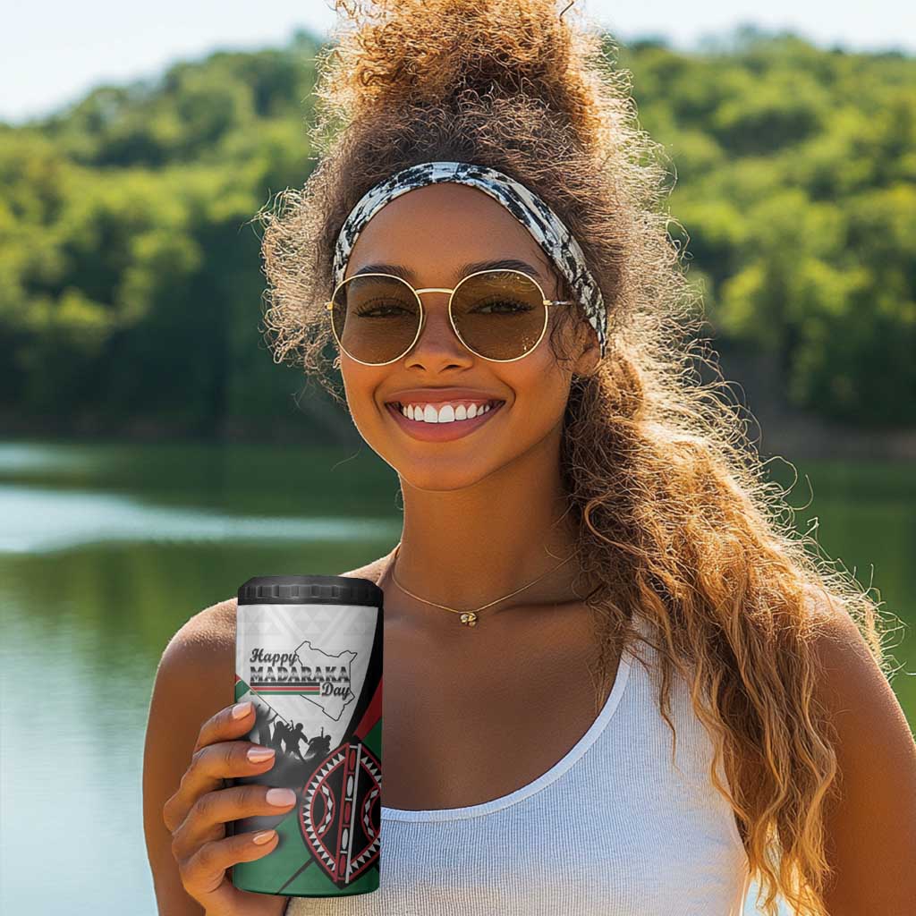 Personalised Kenya 4 in 1 Can Cooler Tumbler Madaraka Day - Maasai Shield LT15
