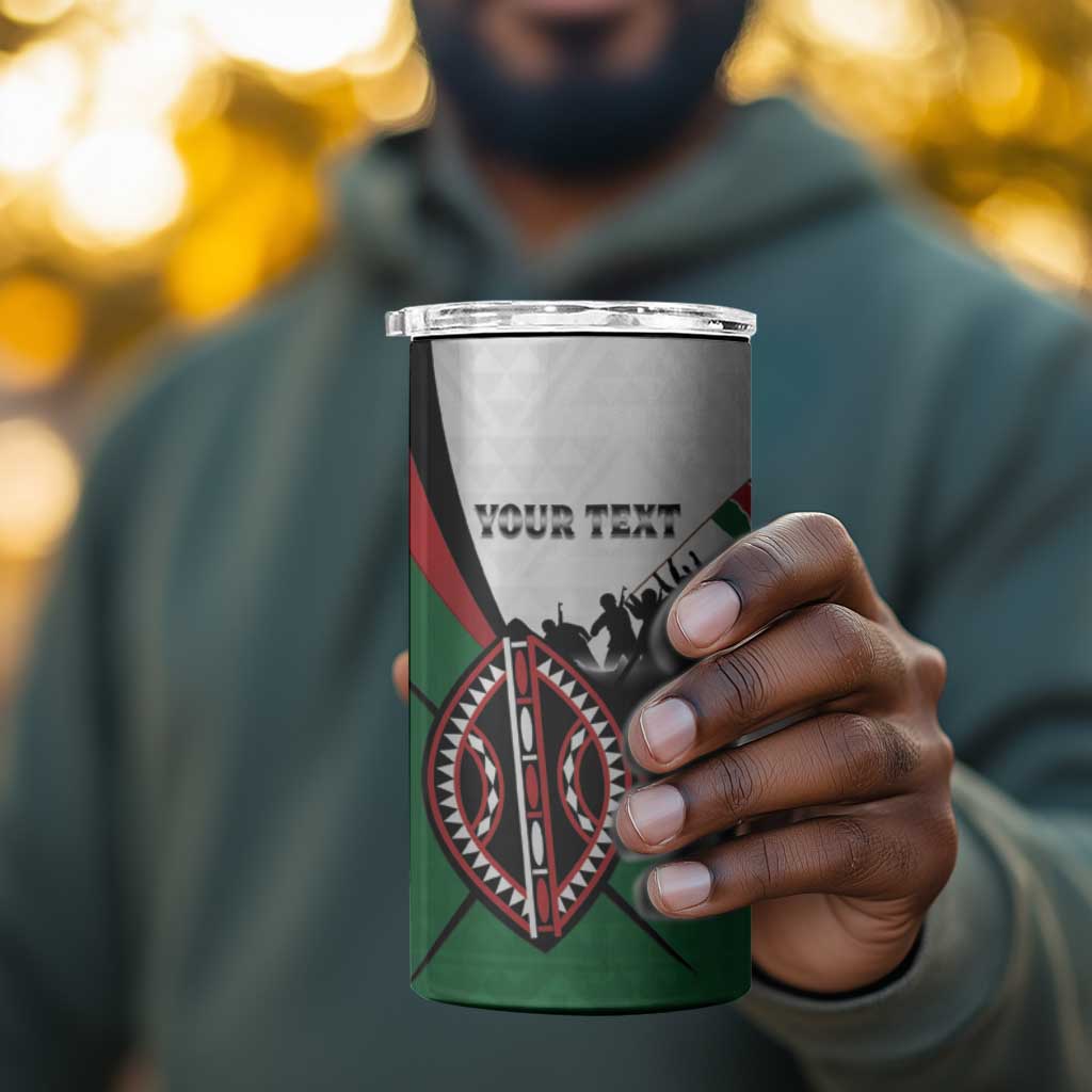 Personalised Kenya 4 in 1 Can Cooler Tumbler Madaraka Day - Maasai Shield LT15