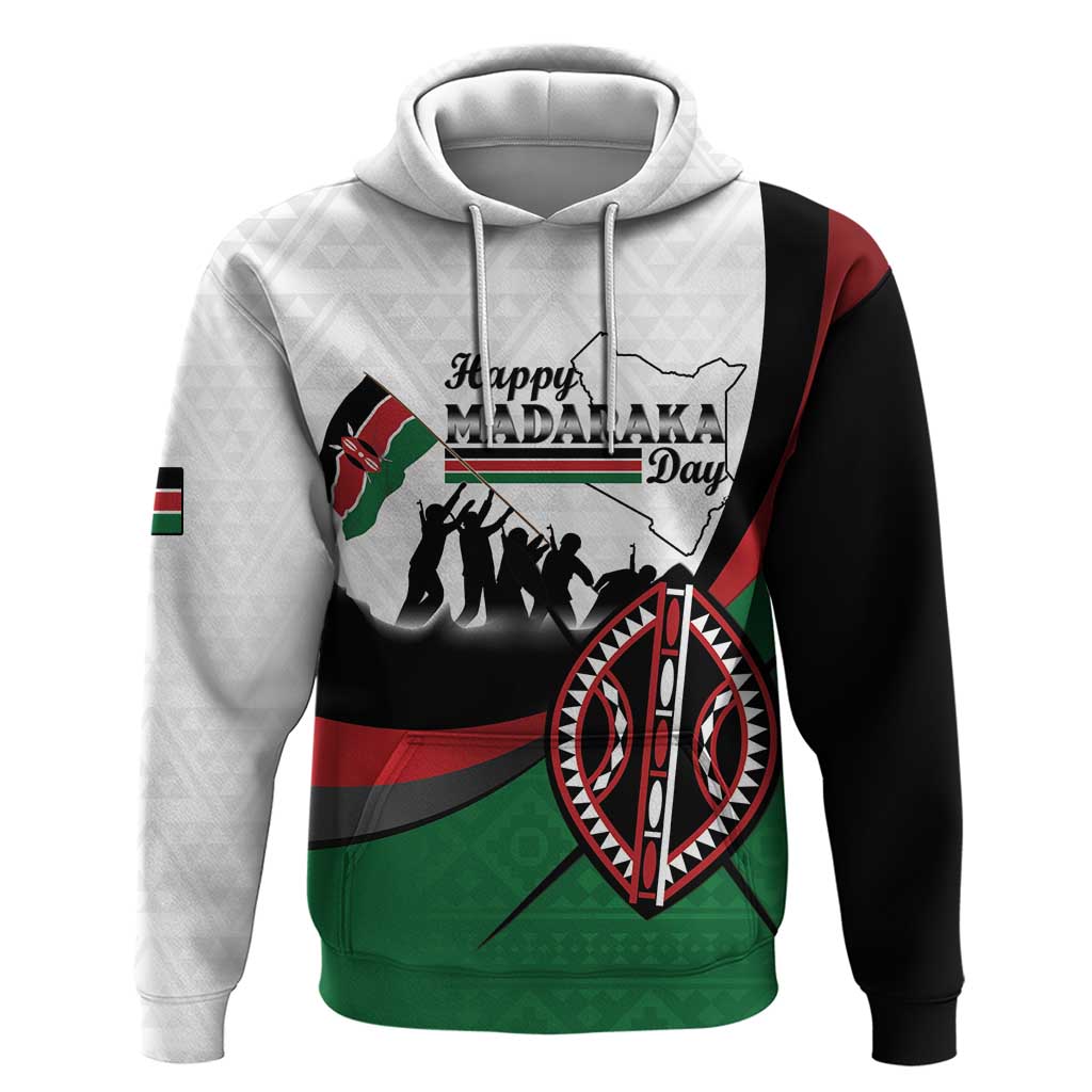 Personalised Happy Kenya Madaraka Day Hoodie Maasai Shield - Kenyan Pattern LT15