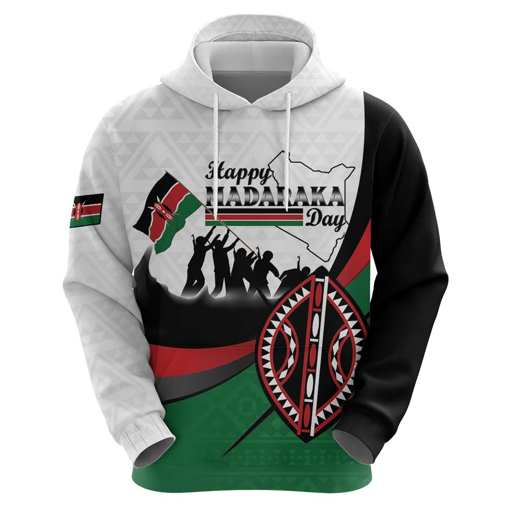 Personalised Happy Kenya Madaraka Day Hoodie Maasai Shield - Kenyan Pattern LT15