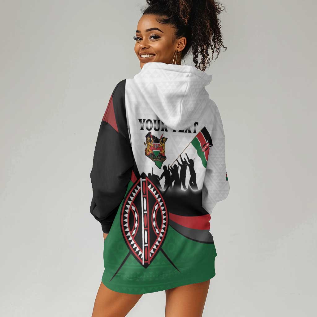 Personalised Kenya Hoodie Dress Madaraka Day - Maasai Shield LT15
