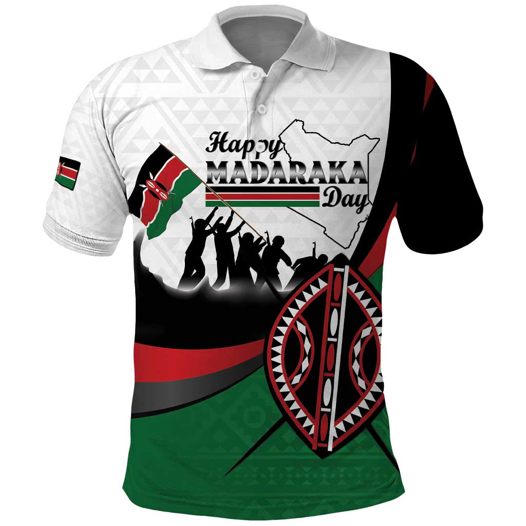Personalised Happy Kenya Madaraka Day Polo Shirt Maasai Shield - Kenyan Pattern LT15